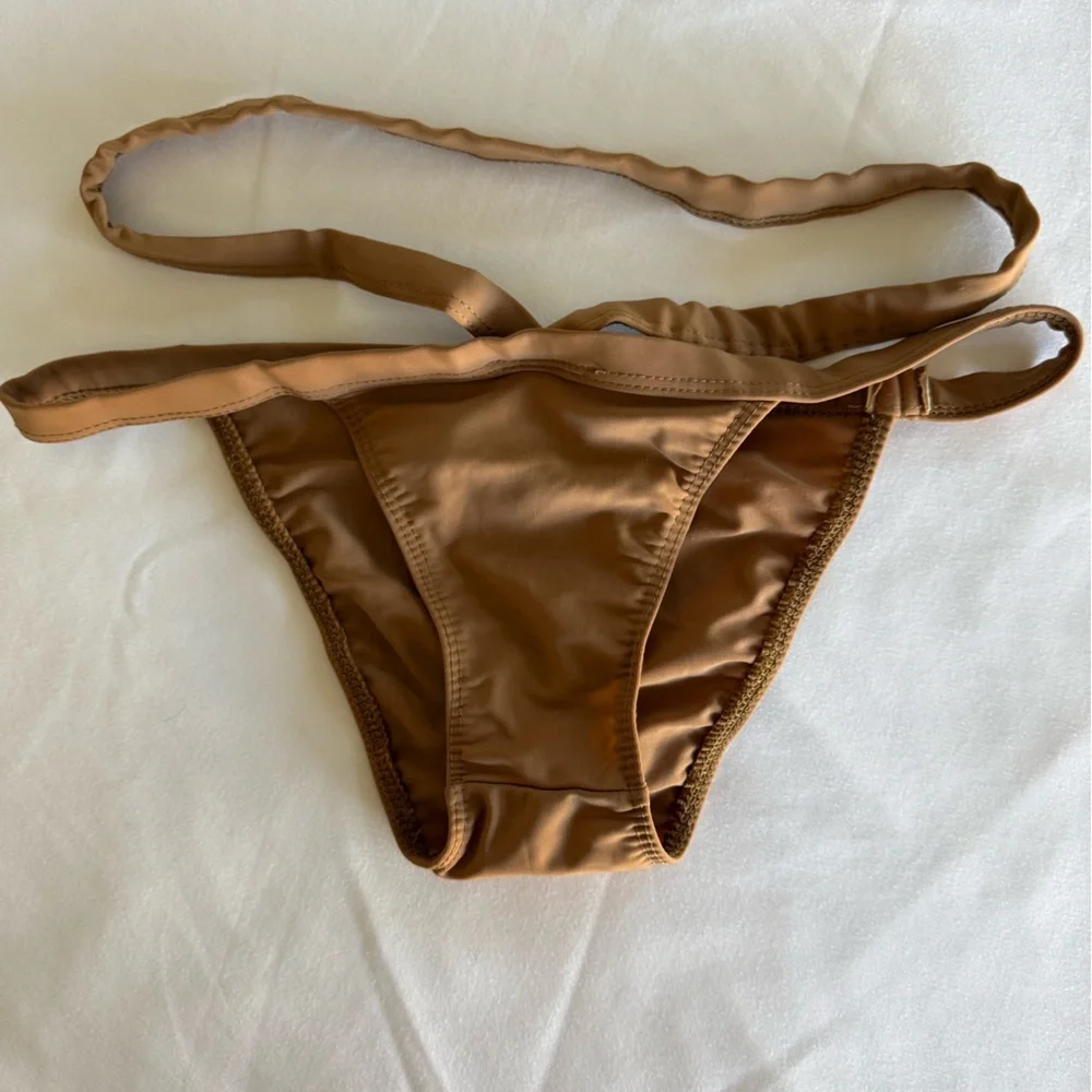 LIONESS Brown Bikini Set - Classic Scoop Top & 2 Waistband Bottom - XS